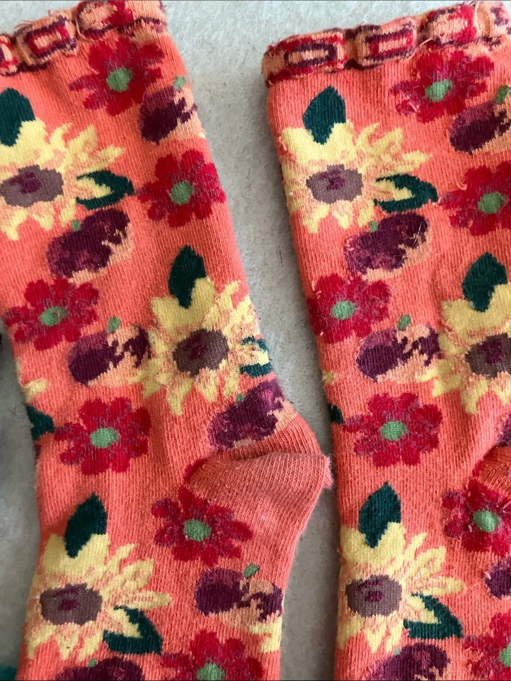 Girls' Floral & Star Print Crew Socks - Navy, Purple, Orange